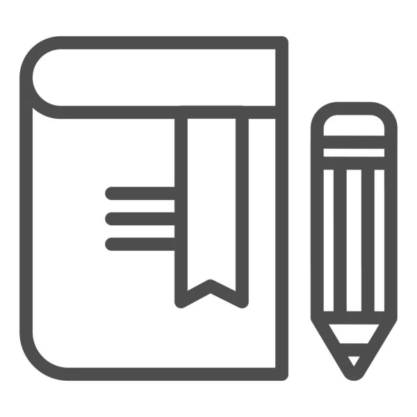 연필 선 아이콘 이 있는 책. Bookmark vector 일러스트는 흰색에서 분리 된다. 웹 과 앱을 위해 설계된 지식 개요 스타일 디자인. Eps 10. — 스톡 벡터