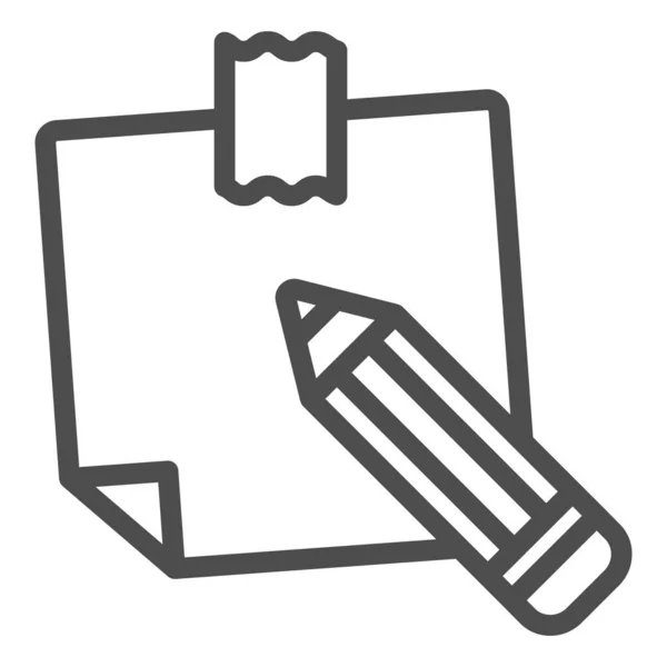 Icône de ligne de note collante. Papier autocollant vectoriel illustration isolé sur blanc. Conception de style de contour de papier pour ordinateur portable et crayon, conçu pour le web et l'application. Eps 10 . — Image vectorielle