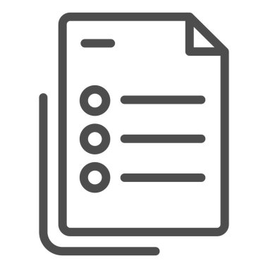 Satır simgesi listele. Beyaz üzerinde izole edilmiş belge vektör illüstrasyonu anketi. Web ve uygulama için tasarlanmış, ana hatlı biçim tasarımlı kontrol listesi. Eps 10.