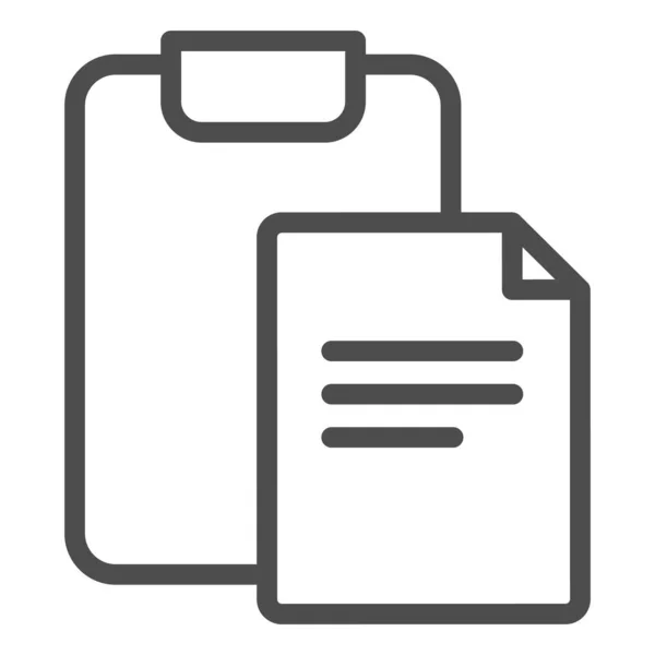 Portapapeles con documento para firmar el icono de la línea. Ilustración vectorial de papel y tablero aislado en blanco. Diseño de estilo de esquema de formulario, diseñado para la web y la aplicación. Eps 10 . — Archivo Imágenes Vectoriales