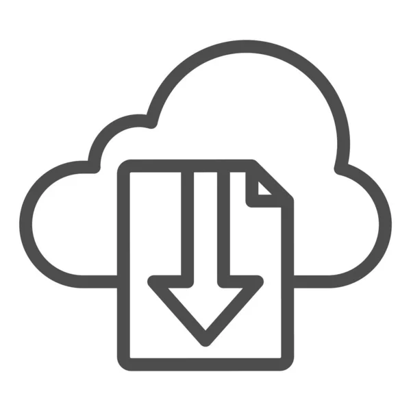 云下载文件行图标.云存储向量上的文件在白色上隔离。文档下载轮廓样式设计,专为Web和应用程序设计.Eps 10. — 图库矢量图片