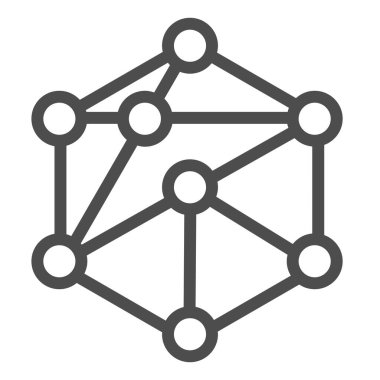 Küp ağ çizgisi simgesi. Blockchain vektör illüstrasyonu beyazda izole edildi. Küp yapısı tasarımı, web ve uygulama için tasarlandı. Eps 10.