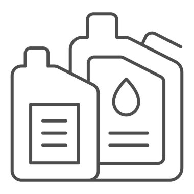 Makine yağı ince çizgi simgesi. Motor yağı çizimi beyaza izole edildi. Araba yağlayıcı tasarımı, web ve uygulama için tasarlanmış. Eps 10.