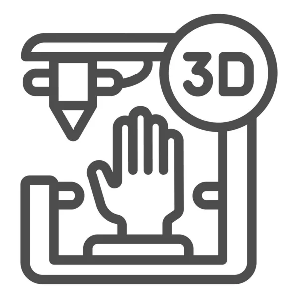 Icono de línea de impresión de órganos 3D. Ilustración vectorial de impresión manual biónica aislada en blanco. Diseño de estilo de contorno de impresión de brazo 3d, diseñado para web y aplicación. Eps 10 . — Vector de stock