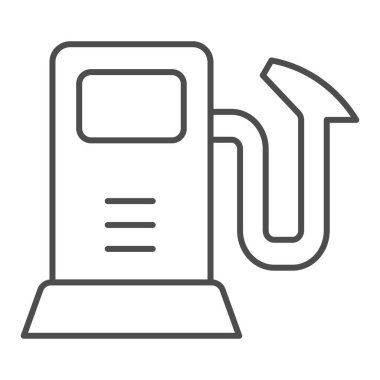 Gaz pompası ince çizgi simgesi. Benzin dolgu vektör çizimi beyaza izole edildi. Yakıt istasyonu tasarımı, web ve uygulama için tasarlandı. Eps 10.