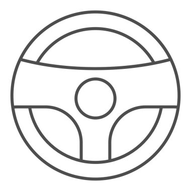 Direksiyon, ince çizgi ikonu. Sinyal vektör illüstrasyonlu direksiyon beyazı izole etti. Araba parçası tasarımı, web ve uygulama için tasarlanmış. Eps 10.