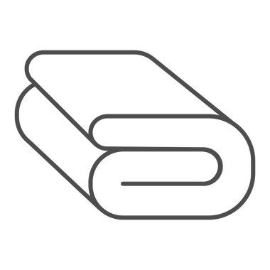 Havlu ince çizgi simgesi. Tekstil vektör çizimi beyaza izole edildi. Banyo tasarımı, web ve uygulama için tasarlanmış. Eps 10.