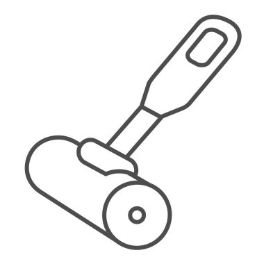 Lint roller ince çizgi ikonu. Yapışkan paten vektör çizimi beyaza izole edildi. Temizlik paten tasarımı, web ve uygulama için tasarlandı. Eps 10.