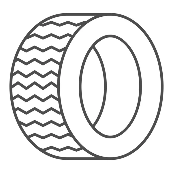 Icono de línea delgada de neumático. Auto rueda vector ilustración aislada en blanco. Diseño de estilo de contorno de pieza de coche, diseñado para web y aplicación. Eps 10 . — Vector de stock