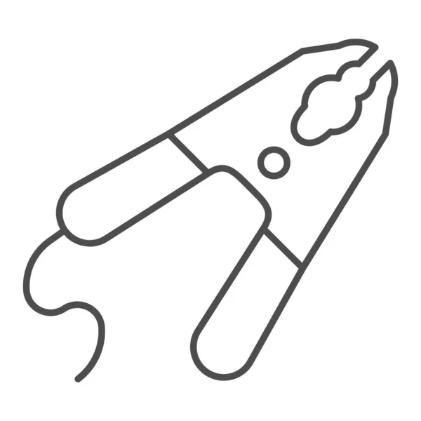 Jumper opladen kabel dunne lijn pictogram. Auto power kabel vector illustratie geïsoleerd op wit. Automatische lader ontwerp stijl, ontworpen voor web en app. Eps 10. — Stockvector