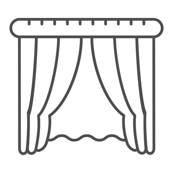 ウィンドウカーテンの細い線のアイコン。白に隔離されたホームインテリアベクトルイラスト。Webやアプリ用に設計されたウィンドウの装飾アウトラインスタイルのデザイン。Eps 10. — ストックベクタ