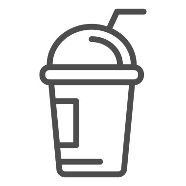 Buzlu kahve çizgisi ikonu. Cappuccino vektör çizimi beyaza izole edildi. İnternet ve uygulama için tasarlanmış tasarım tasarımı için kahve. Eps 10.