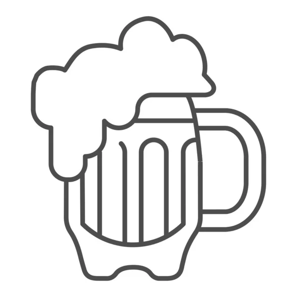 Copo de cerveja ícone linha fina. Caneca de cerveja ilustração vetorial isolado em branco. Projeto de estilo de contorno copo Lager, projetado para web e aplicativo. Eps 10 . — Vetor de Stock