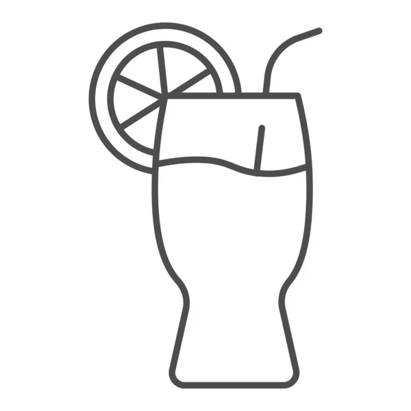 Glas Limonade dünne Linie Symbol. Sommergetränk Vektor Illustration isoliert auf weiß. Ein Glas Saft umreißt das Stildesign, das für Web und App entwickelt wurde. Eps 10. — Stockvektor