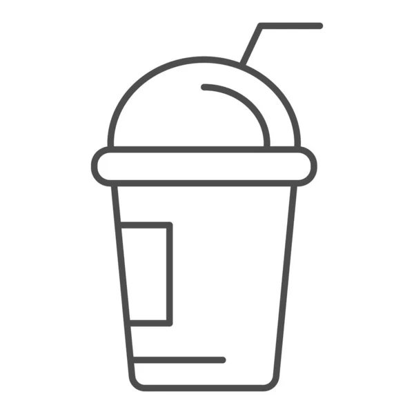 Icona della linea sottile del caffè freddo. Illustrazione vettoriale del cappuccino isolata su bianco. Caffè per andare a delineare lo stile di design, progettato per il web e app. Eps 10 . — Vettoriale Stock