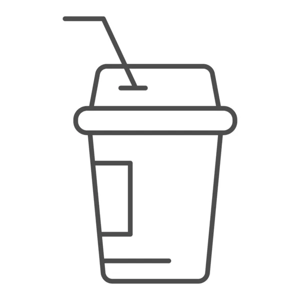 Caffè per andare icona linea sottile. Illustrazione vettoriale del caffè ghiacciato isolato su bianco. Caffè in carta tazza contorno stile design, progettato per il web e app. Eps 10 . — Vettoriale Stock