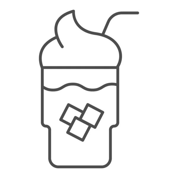 Cocktail med skum tunn linje ikon. Drick i glas med grädde vektor illustration isolerad på vitt. Syre mousse skissera stil design, utformad för webb och app. Eps 10. — Stock vektor