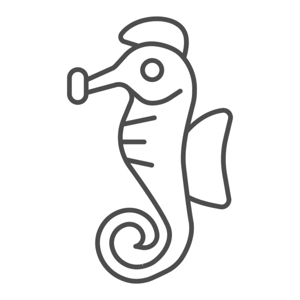 Icona della linea sottile del cavallo marino. Illustrazione vettoriale animale marino isolato su bianco. Design in stile contorno vita subacquea, progettato per web e app. Eps 10 . — Vettoriale Stock