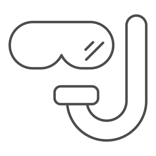 Máscara de buceo icono de línea delgada. Vector de gafas de buceo ilustración aislado en blanco. Diseño de estilo de esquema de snorkel, diseñado para la web y la aplicación. Eps 10 . — Vector de stock