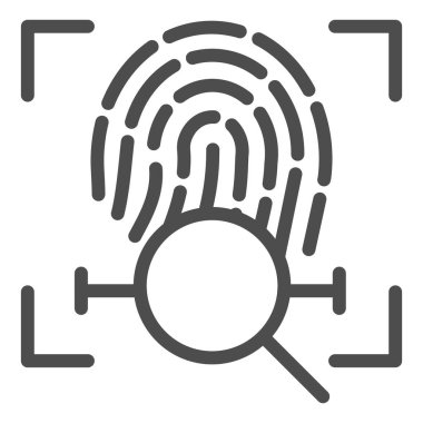 Parmak izi tarama çizgisi simgesi. Parmak tanımlama vektör çizimi beyaza izole edildi. Web ve uygulama için tasarlanmış parmak izi tasarımı mercekleri. Eps 10.