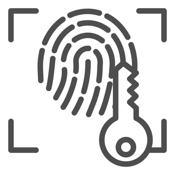 指紋とキーラインのアイコン。白で分離されたプリント識別アクセスベクトルイラスト。Webやアプリ用に設計されたフィンガースキャンアウトラインスタイルのデザイン。Eps 10. — ストックベクタ
