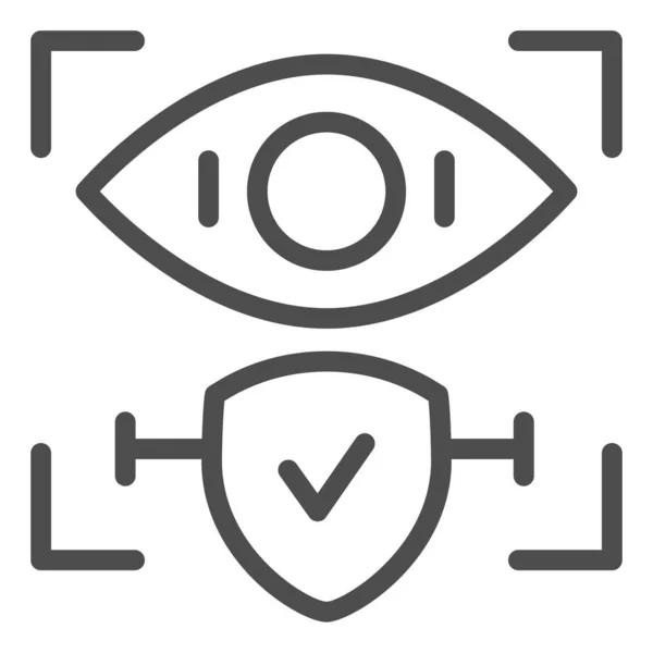 Retina erkenning goedgekeurd lijn pictogram. Eye identificatie en check vector illustratie geïsoleerd op wit. Biometrische toegang open outline stijl ontwerp, ontworpen voor web en app. Eps 10. — Stockvector