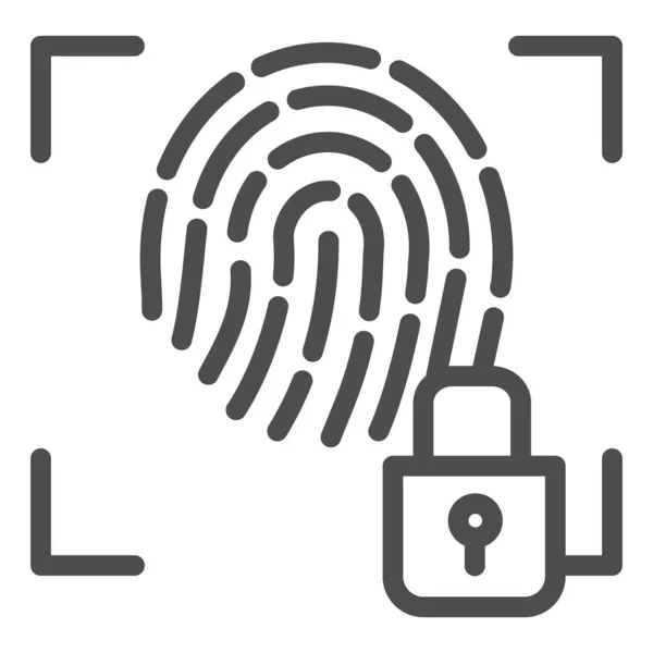 Fingerprint and lock line icon. Fingerprint identification locked vector illustration isolated on white. Authorization outline style design, designed for web and app. Eps 10. — Stock Vector