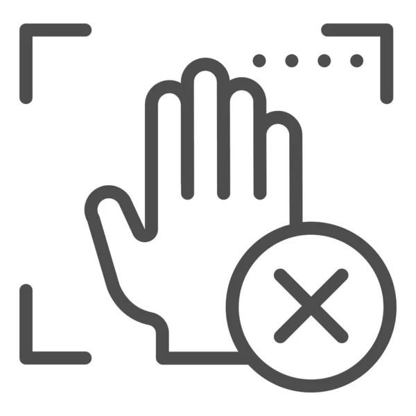 Palm recognition error line icon. Palmprint access fail vector illustration isolated on white. Hand biometric scanning outline style design, designed for web and app. Eps 10. — Stock Vector