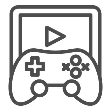 Oyun alanı çizgisi simgesi. Oyun denetleyici vektör çizimi beyazda izole edildi. Joystick tasarımı, web ve uygulama için tasarlandı. Eps 10.