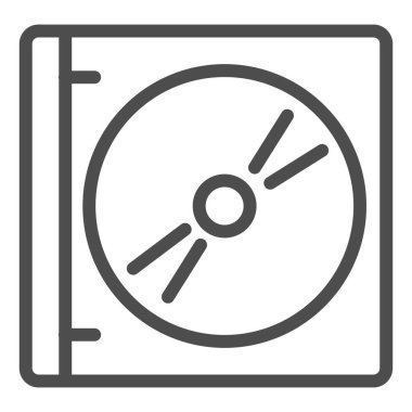 Kapak simgesi olan CD. Dvd kutu vektör illüstrasyonu beyaza izole edildi. Web ve uygulama için tasarlanmış kutu ana hatlı tasarım diski. Eps 10.