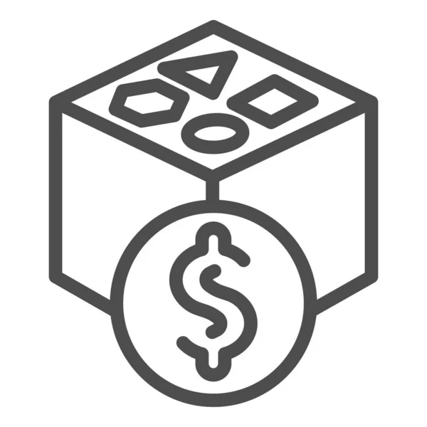 Caja con juegos e icono de línea de dinero. Ilustración vectorial de dinero en el juego aislado en blanco. Juegos delinear el diseño de estilo, diseñado para la web y la aplicación. Eps 10 . — Vector de stock