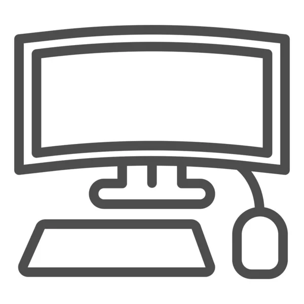 Gaming gebogene Anzeigelinie Symbol. Computer gebogene Monitorvektordarstellung isoliert auf weiß. Desktop-Umrisse Stil-Design, für Web und App entwickelt. Eps 10. — Stockvektor