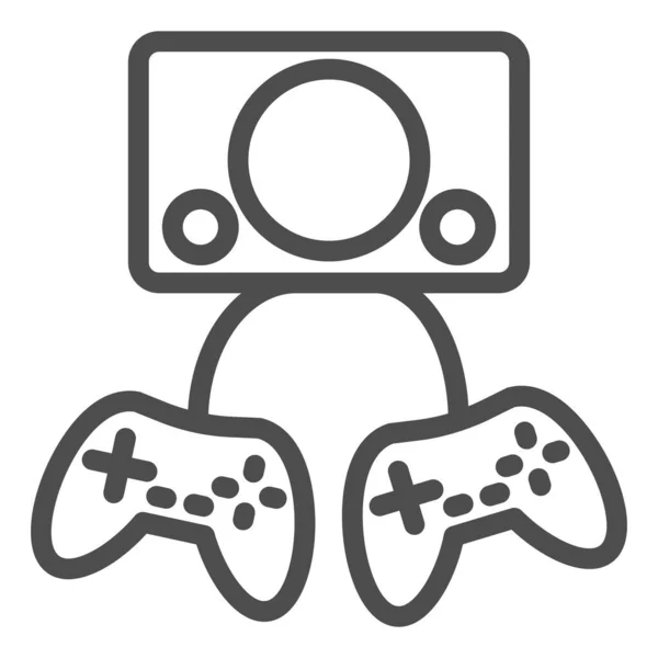 Dos gamepads icono de línea. Ilustración vectorial de videojuegos aislada en blanco. Diseño de estilo de contorno de controlador de juego, diseñado para web y aplicación. Eps 10 . — Archivo Imágenes Vectoriales