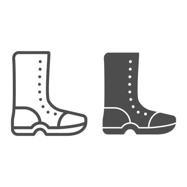 High boots line and glyph icon. Rubber shoes vector illustration isolated on white. Footwear outline style design, designed for web and app. Eps 10. — Stock Vector