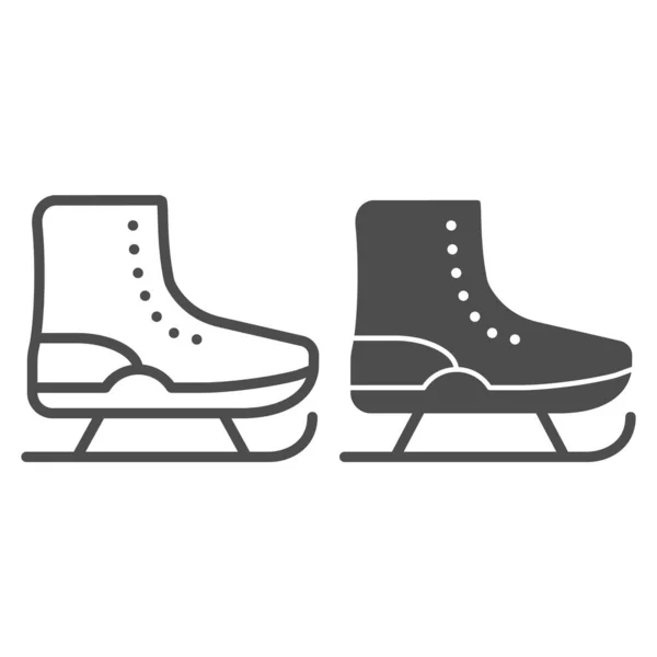 Лінія фігурних ковзанів та значок гліфів. Крижані ковзани Векторні ілюстрації ізольовані на білому. Дизайн взуття контурний стиль, призначений для веб та додатків. Епс 10 . — стоковий вектор