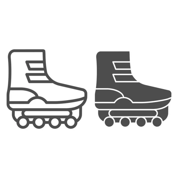 롤러는 선 과 글 리프 아이콘을 스케이트로 치죠. 흰색에 분리 된 방송 벡터 일러스트에 신발을 신는다. 신발 윤곽 디자인은 웹 과 앱을 위해 설계되었다. Eps 10. — 스톡 벡터