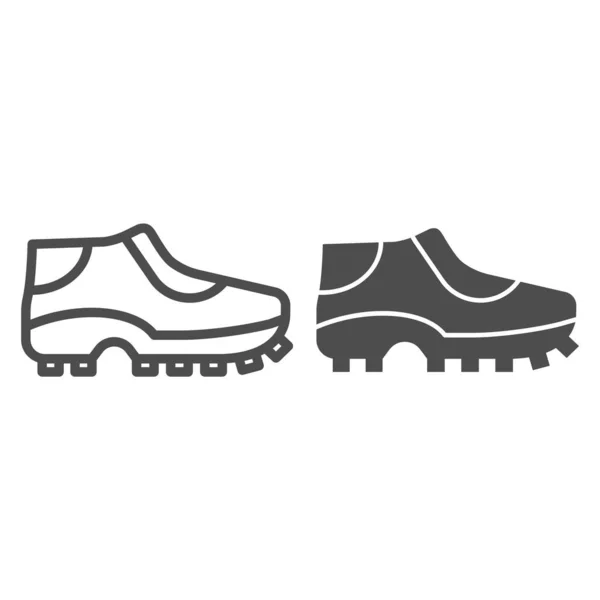 Football shoes line and glyph icon. Soccer shoes vector illustration isolated on white. Sport footwear outline style design, designed for web and app. Eps 10. — Stock Vector