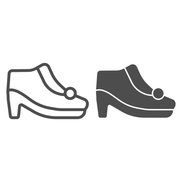 Autamn shoes on heels line and glyph icon. Warm woman shoes vector illustration isolated on white. Female footwear outline style design, designed for web and app. Eps 10. — Stock Vector