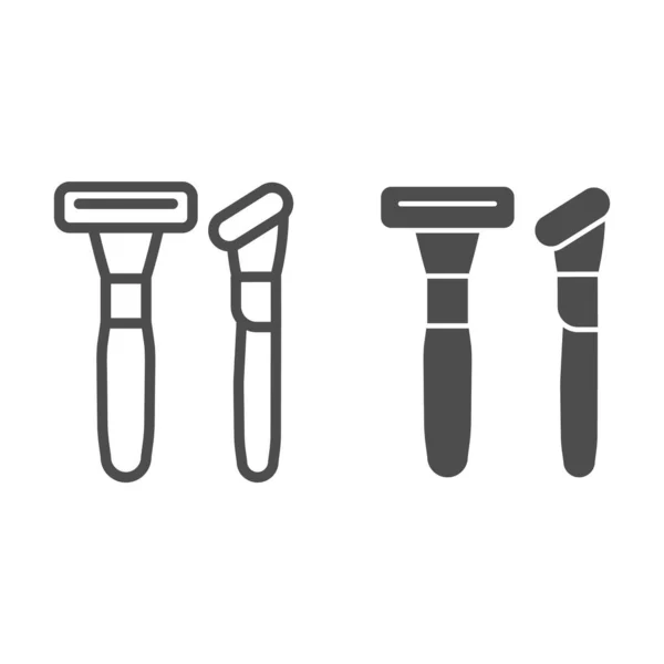 Línea de afeitar de seguridad e icono de glifo. Ilustración de corte aislada en blanco. rasuradoras de afeitar esbozan el diseño de estilo, diseñado para la web y la aplicación. Eps 10 . — Vector de stock