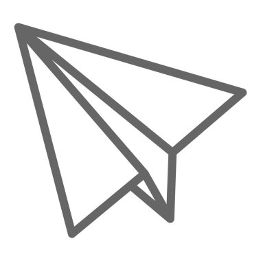 Paper Airlines simgesi, dağıtım sembolü, beyaz arka planda kağıt düzlem vektör işareti, mobil konsept ve web tasarımı için ana hatlarıyla uçan çocuk jeti ikonu. Vektör grafikleri.