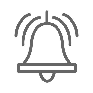 Çan çizgisi simgesi, dağıtım sembolü, beyaz arkaplanda zil vektör işareti, mobil konsept ve web tasarımı için uyarı simgesi veya uyarı simgesi. Vektör grafikleri.