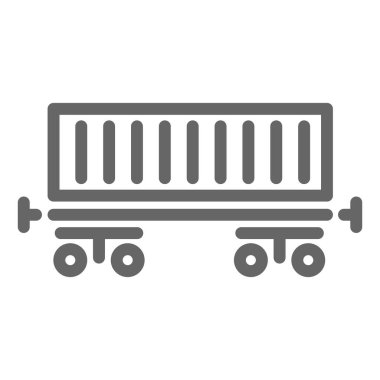 Demiryolu dağıtım hattı ikonu, lojistik sembol, beyaz arka planda tren vagonu vektör işareti, mobil konsept ve web tasarımı için ana hatlı kargo çelik sarnıç ikonu. Vektör grafikleri.