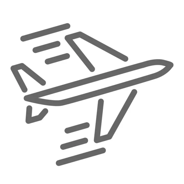 Icône de ligne de livraison aérienne, symbole logistique, panneau vectoriel d'avion volant sur fond blanc, icône de transporteur de fret aérien dans le style de contour pour le concept mobile et la conception Web. Graphiques vectoriels . — Image vectorielle