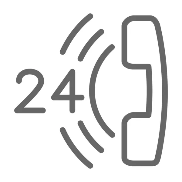 24-hodinová ikona linky podpory, logistické symbol, celodenní zákaznický asistenční vektor podepsat na bílém pozadí, call centrum telefon ikona obrys styl pro mobilní a web. Vektorová grafika. — Stockový vektor