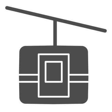 Funicular wagon katı ikonu, ulaşım sembolü, beyaz arka planda kablo taşıyıcı işareti, mobil konsept ve web tasarımı için glifler şeklinde füniküler demiryolu ikonu. Vektör grafikleri.