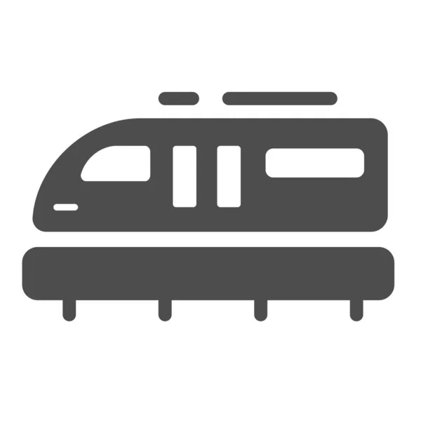 Monorail trem ícone sólido, símbolo de transporte, sinal de vetor de metrô Monorail no fundo branco, ícone de transporte ferroviário no estilo glifo para o conceito móvel e web design. Gráficos vetoriais . — Vetor de Stock