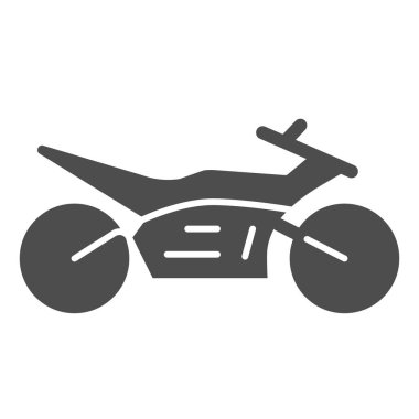 Spor bisikleti katı ikonu, hız yolu taşıma sembolü, beyaz arka planda motokros motosiklet vektör işareti, mobil konsept ve web tasarımı için spor motosiklet simgesi sembolü. Vektör grafikleri.