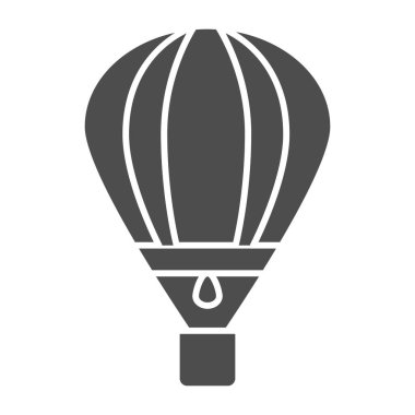 Balon katı ikonu, hava taşıma sembolü, beyaz zemin üzerinde sıcak hava balonu vektör işareti, mobil konsept ve web tasarımı için glyph tarzı aerostat taşıma ikonu. Vektör grafikleri.
