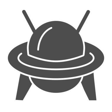 UFO katı simgesi, ulaşım sembolü, beyaz zemin üzerinde uçan daire vektör işareti, mobil konsept ve web tasarımı için glifte Ufo uzay gemisi simgesi. Vektör grafikleri.