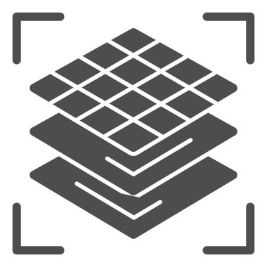 Üç boyutlu kare katmanlar katı simge. 3d katmanlı tasarım vektör çizimi beyaza izole edildi. 3D modelleme katmanları kabartma stili tasarım, web ve uygulama için tasarlandı. Eps 10.